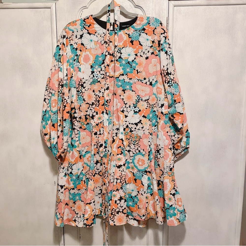 Code x Mode Floral Long Sleeve Belted Swing  Dress Size XL